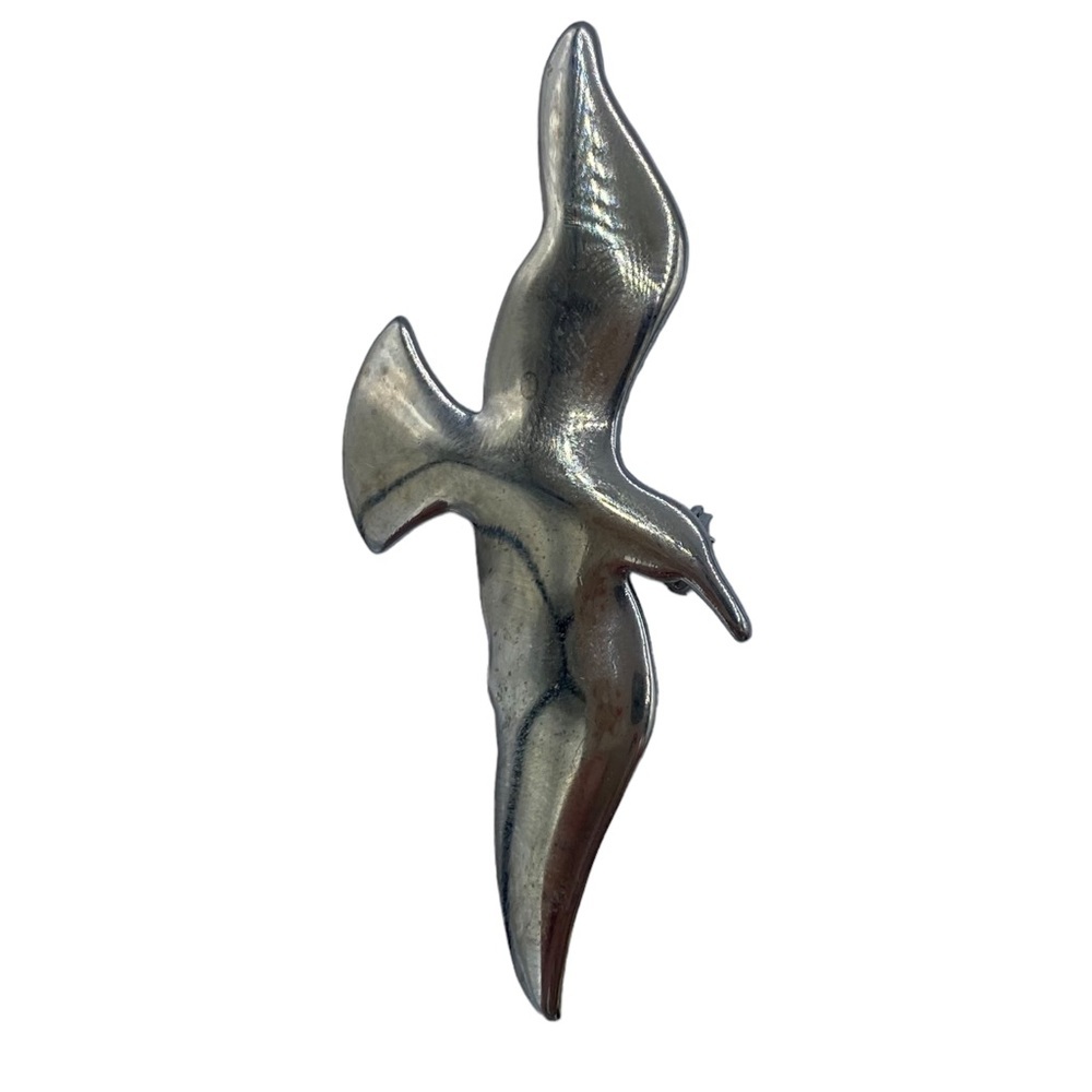 ✨Silver tone seagull bird brooch minimalist modernist style pendant 2in 1